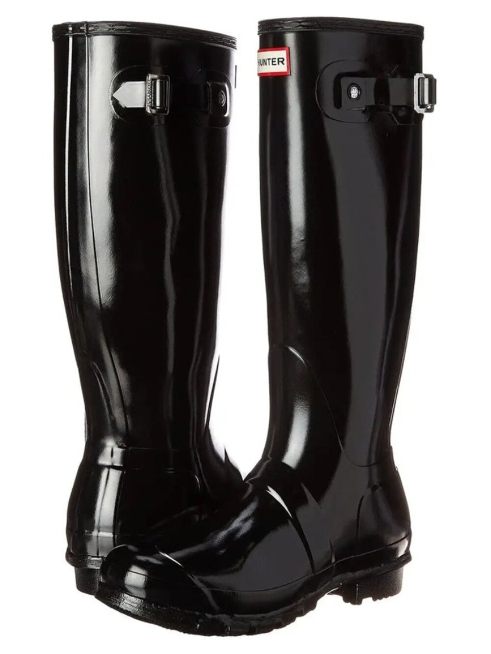 HUNTER~Gloss Black Tall Women's Rain Boots, SIZE 9